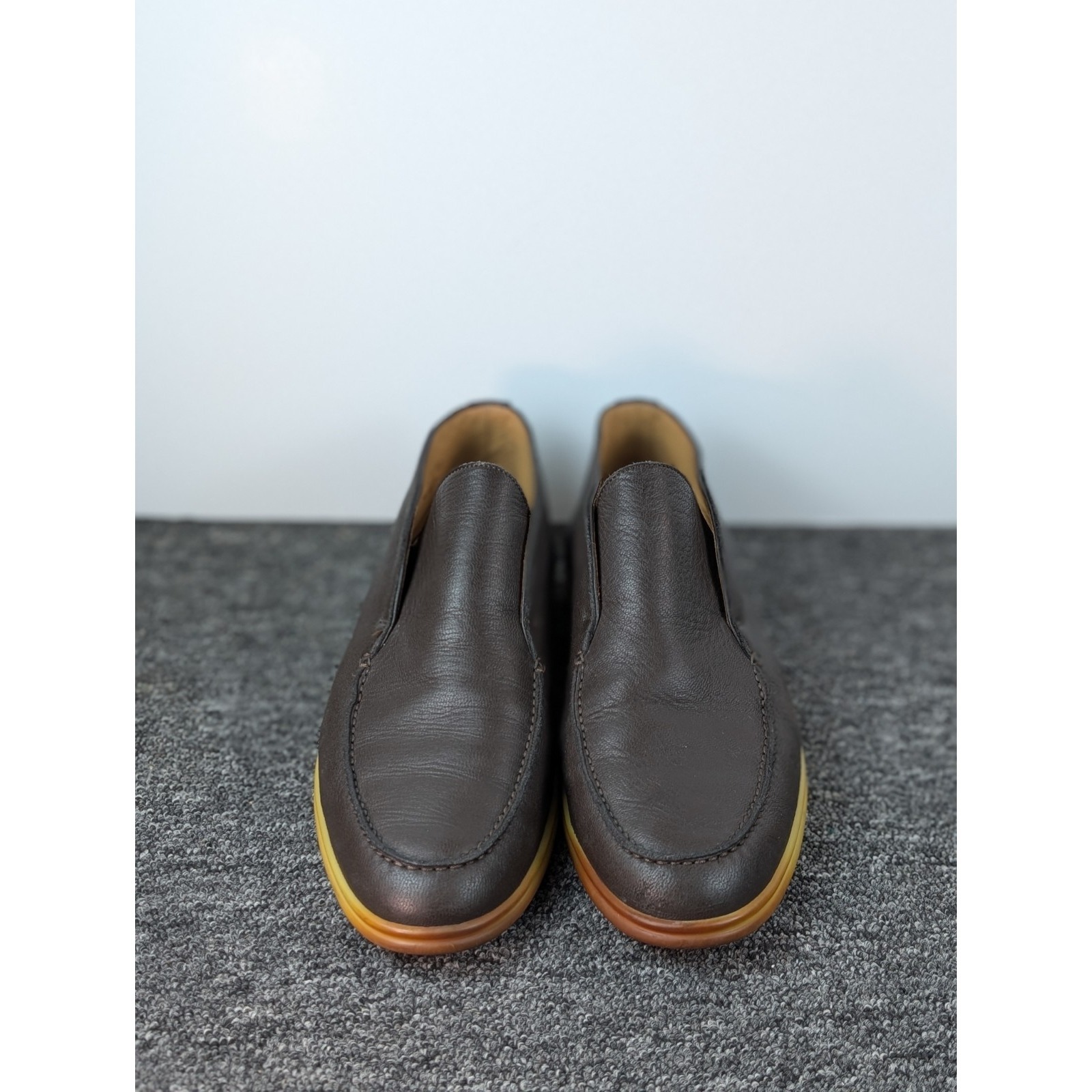 Loro Piana Open Walk Men's Size 11.5 Brown Calfskin Leather Slip On Chukkas